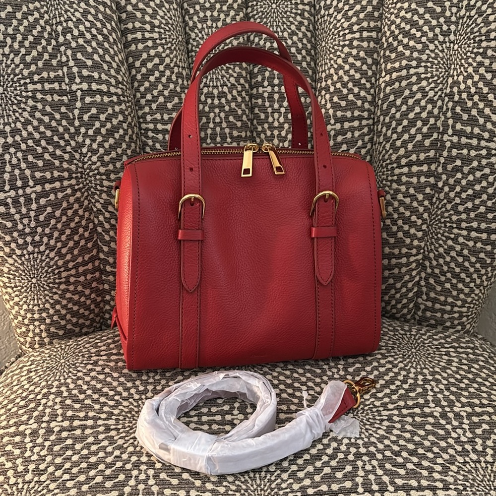 Fossil Red Satchel Bag